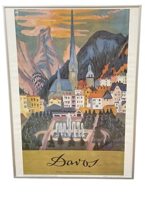 Lot 215 - A modern printed Swiss travel poster, 'Davos',...