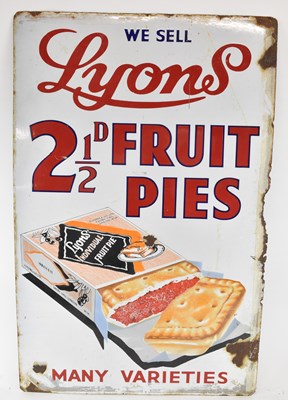 Lot 240 - A vintage enamelled advertising sign, 'Lyons...