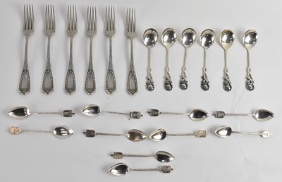 Lot 1115 - A quantity of assorted white metal flatware,...