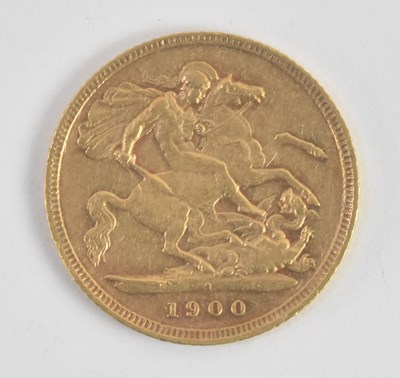 Lot 1361 - A Victoria half sovereign, 1900, old head,...