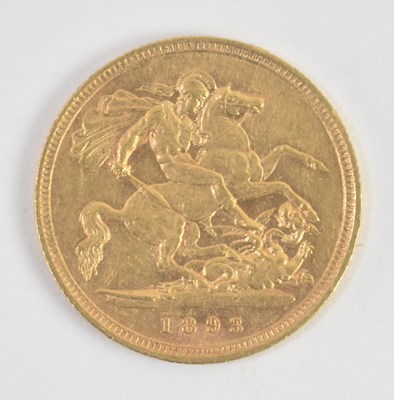 Lot 1362 - A Victoria half sovereign, 1893, old head,...