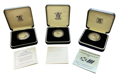 Lot 1373 - THE ROYAL MINT; three silver two pound coins...