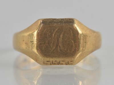 Lot 1250 - A 9ct yellow gold signet ring, with the...