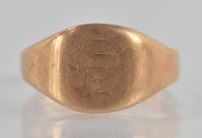Lot 1225 - A 15ct rose gold signet ring, with partial...