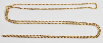 Lot 1283 - A 9ct yellow gold flat Cuban link necklace,...