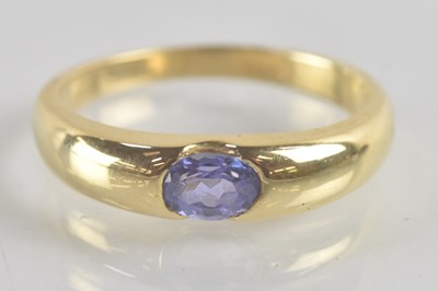 Lot 1226 - A 14ct yellow gold purple tourmaline set ring,...