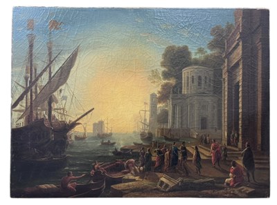 Lot 89 - AFTER CLAUDE LORRAIN; oil on canvas, 'The...