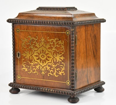 Lot 1028 - A 19th century brass inlaid rosewood cabinet,...