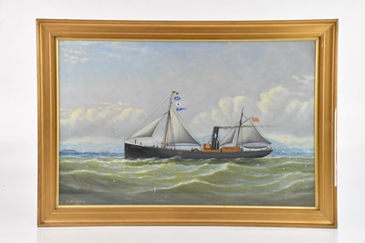 Lot 443 - J WITHAM; oil on canvas, maritime scene, HMS...