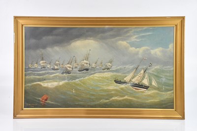 Lot 441 - J WITHAM; oil on canvas, maritime scene,...