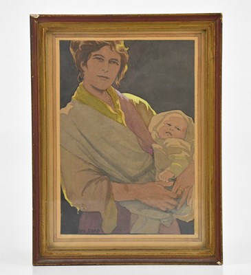 Lot 512 - AIDEN READ; print, mother and child, signed...