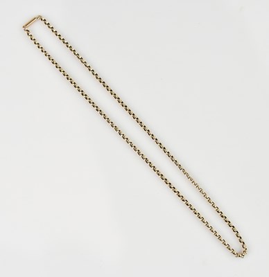 Lot 2165 - A yellow metal curb-link necklace, stamped 9c,...