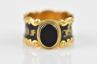 Lot 2535 - A William IV 18ct gold and enamel mourning...