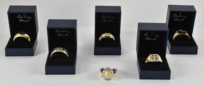 Lot 1327 - DANBURY MINT; six gold plated dress rings, two...