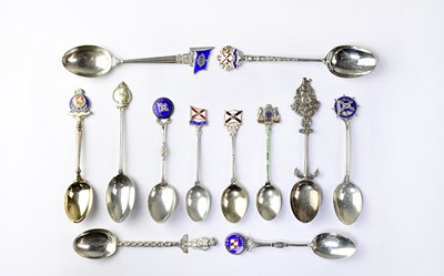 Lot 245 - Twelve hallmarked silver and enamelled...