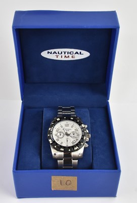 Lot 1424 - NAUTICAL TIME; a gentleman's stainless steel...