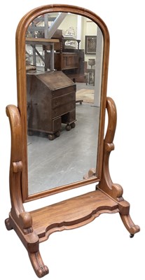 Lot 19 - A large Victorian mahogany cheval mirror with...