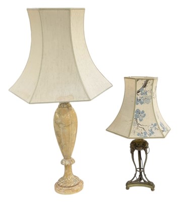 Lot 74 - A modern faux white marble table lamp with...