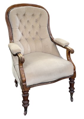 Lot 57 - A Victorian mahogany framed button upholstered...