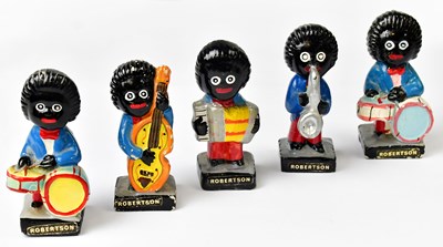 Lot 314 - ROBERTSON'S; five Golly hand painted band...