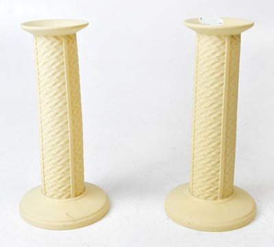 Lot 158 - WEDGWOOD; a pair of primrose yellow...