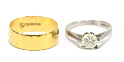 Lot 1087 - A 22ct yellow gold broad wedding band, size M...