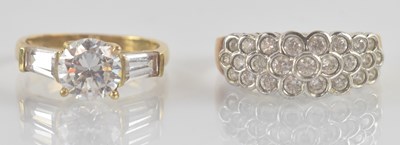 Lot 1213 - A 9ct yellow gold white stone solitaire ring,...