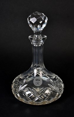 Lot 237 - CARTIER; a cut glass ship's decanter, engraved...