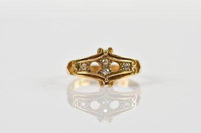 Lot 2585 - An 18ct yellow gold diamond set dress ring.