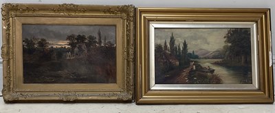 Lot 520 - S CROSSLAND; oil on canvas, river scene,...