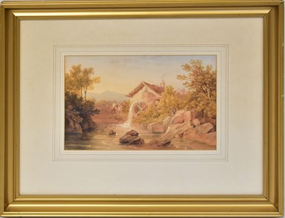 Lot 392 - UNATTRIBUTED; watercolour, watermill with...