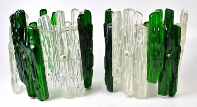 Lot 91 - A pair of vintage green cylindrical light...