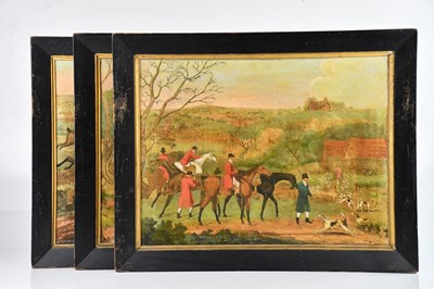 Lot 435 - Three decorative hunting prints, 39 x 52cm,...
