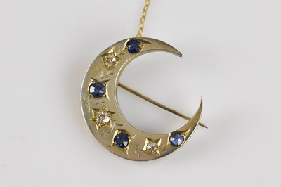 Lot 1286 - A Victorian yellow metal diamond and sapphire...