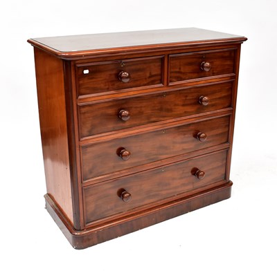 Lot 16 - A Victorian mahogany chest of two short over...