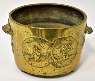 Lot 225 - A Chinese brass twin handled planter,...
