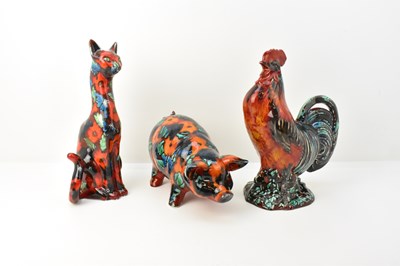 Lot 164 - ANITA HARRIS ART POTTERY; three high glazed...