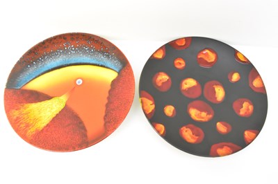 Lot 175 - POOLE; two large 1970s pottery wall chargers...