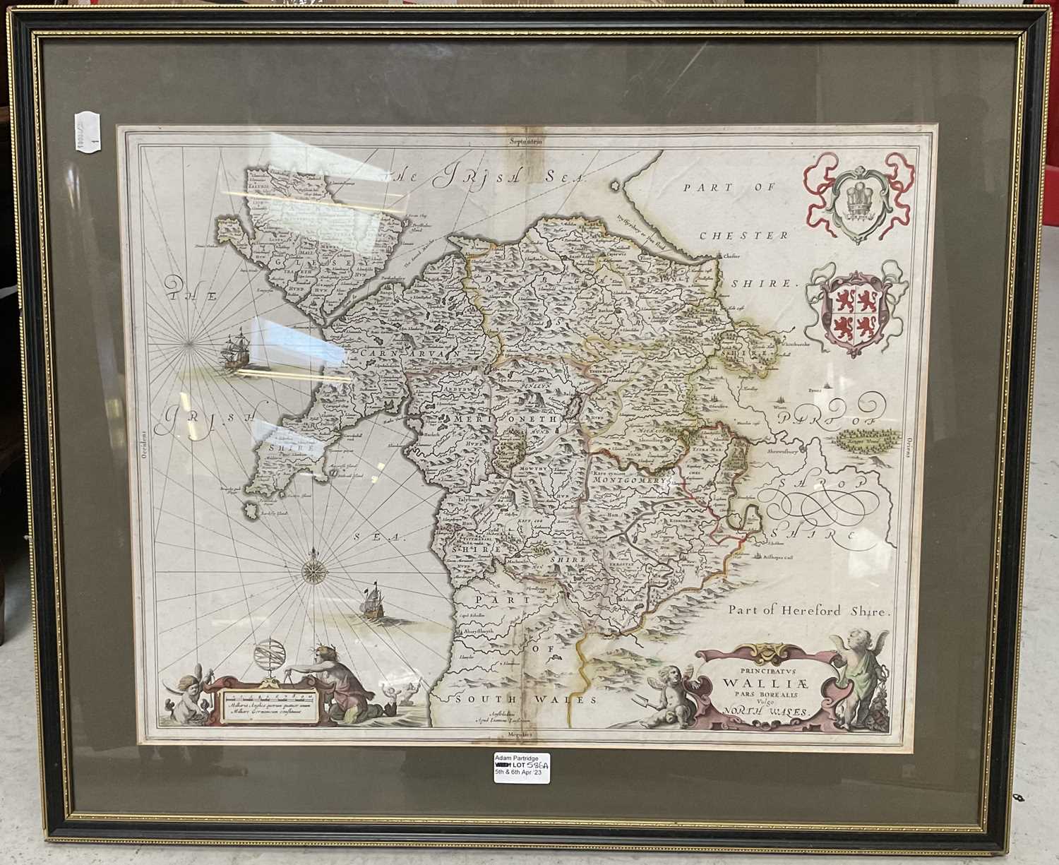 Lot 586 - A hand coloured map of North Wales, 41 x 52cm,...