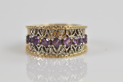 Lot 2477 - A 14ct yellow gold amethyst and diamond set...