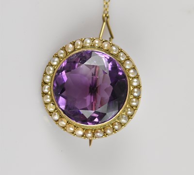 Lot 1280 - A Victorian yellow metal mounted seed pearl...