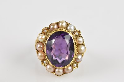 Lot 2476 - A Victorian yellow metal seed pearl and...