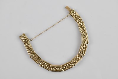 Lot 1164 - A yellow metal watch chain, converted to an...