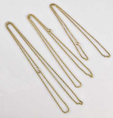 Lot 2101 - A yellow metal box link necklace, stamped '9c',...