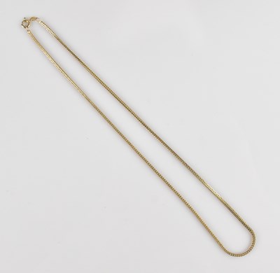 Lot 2133 - A 9ct yellow gold box link necklace, length...