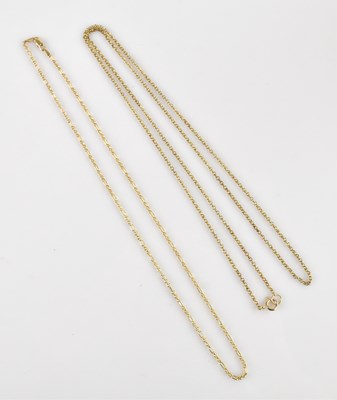 Lot 2132 - A 9ct yellow gold flat link necklace, length...
