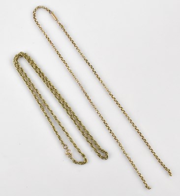 Lot 2102 - A yellow metal rope twist necklace, stamped...