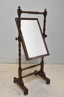 Lot 203 - A 19th century mahogany cheval mirror, height...