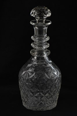 Lot 1979 - A large cut glass decanter, height 38cm.