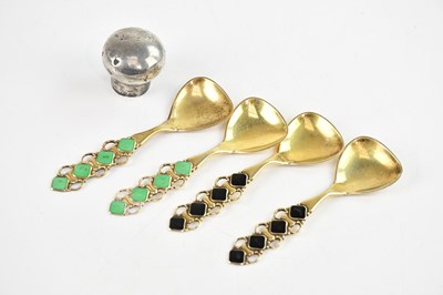 Lot 204 - A set of four Norwegian silver spoons, with...